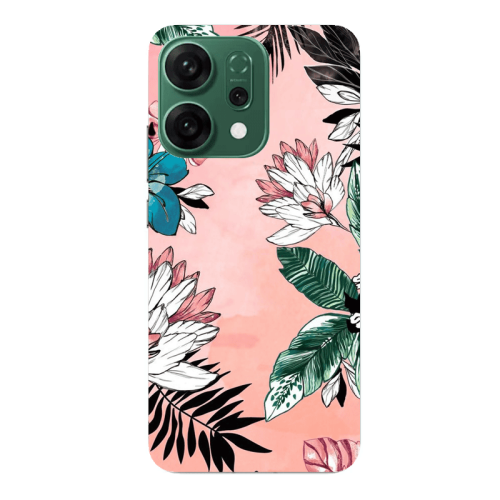 Oppo RENO 14 Tropical flowers Transparent Silicone TPU Θήκη